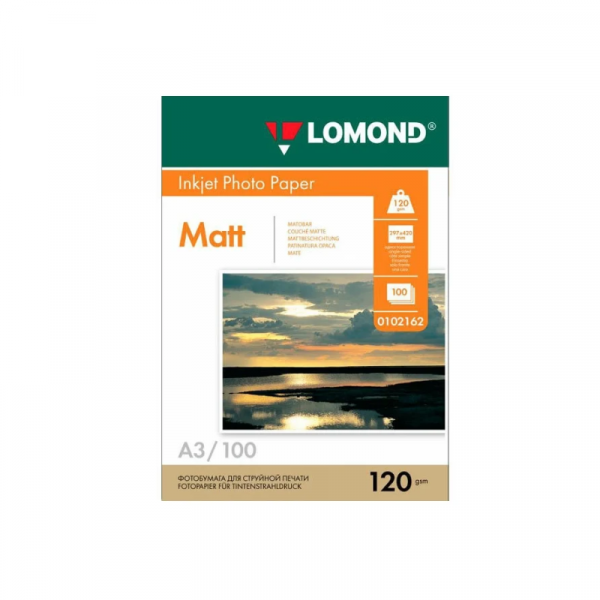 Фотобумага Lomond 102162 A3, 120 г/м2, 100 л., покрытие - матовое