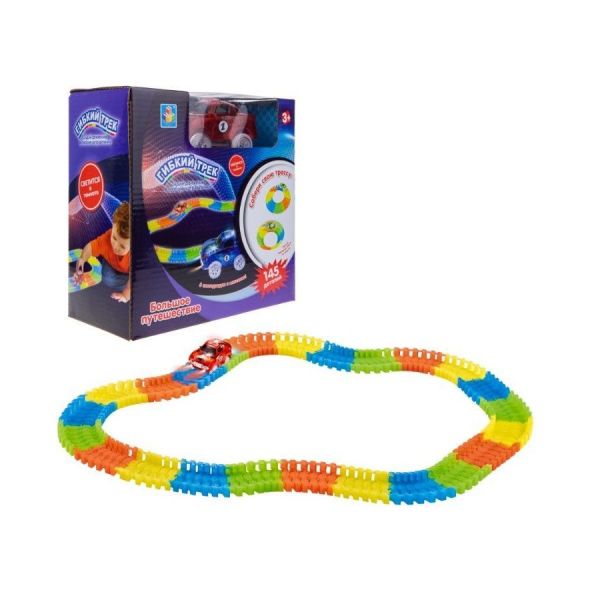 Игровой набор 1TOY Гибкий трек Большое путешествие, гоночная машина [т13196]